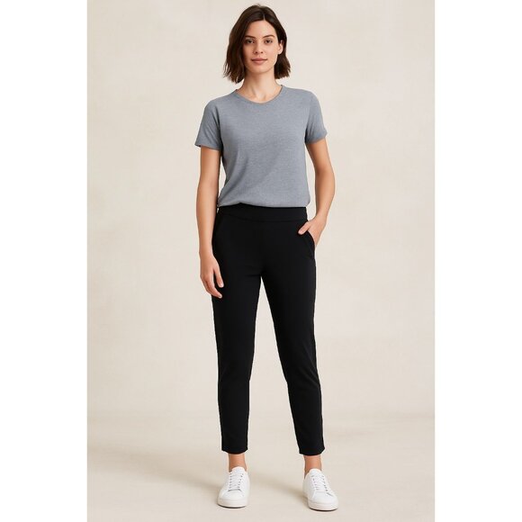 Athleta Womens Brooklyn Mid Rise Ankle Pant Black Slim Fit Side Pockets Size 8P - Picture 1 of 15